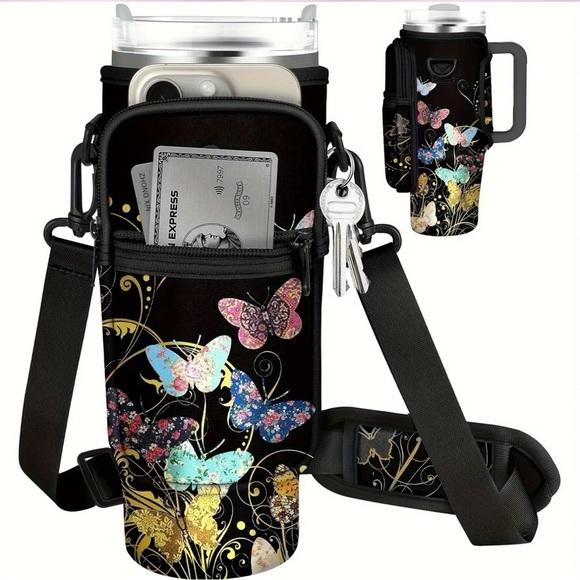 Paw Print Tumbler Sleeve with Strap for 40oz Simple Modern Cup Holder Case - Picture 4 of 8